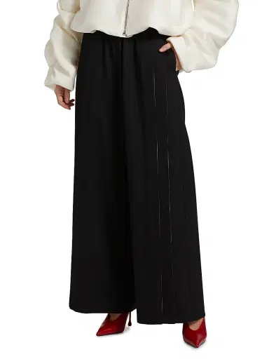 anOnlyChild Women's Just A Pinch Contrast-Stripe Darliston Wool Pants - Black White - Size Large | Thumbnail 3 anOnlyChild Women's Just A Pinch Contrast-Stripe Darliston Wool Pants - Black White - Size Large | Thumbnail 3
