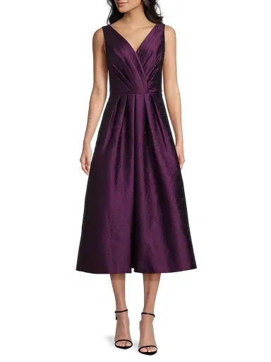 Kay Unger Women's Olivia Jacquard Sleeveless Midi-Dress - Mulberry | Thumbnail 2 Kay Unger Women's Olivia Jacquard Sleeveless Midi-Dress - Mulberry | Thumbnail 2