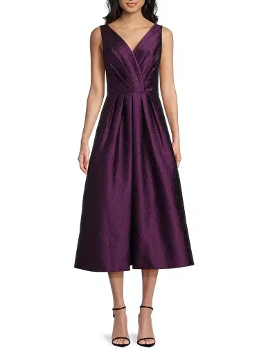 Kay Unger Women's Olivia Jacquard Sleeveless Midi-Dress - Mulberry | Thumbnail 3 Kay Unger Women's Olivia Jacquard Sleeveless Midi-Dress - Mulberry | Thumbnail 3