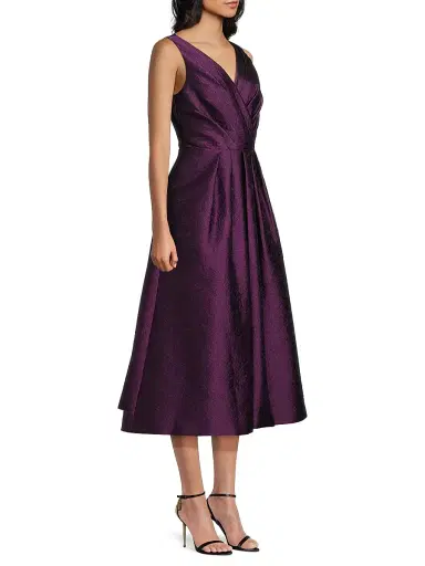Kay Unger Women's Olivia Jacquard Sleeveless Midi-Dress - Mulberry | Thumbnail 4 Kay Unger Women's Olivia Jacquard Sleeveless Midi-Dress - Mulberry | Thumbnail 4