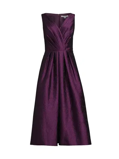 Kay Unger Women's Olivia Jacquard Sleeveless Midi-Dress - Mulberry | Thumbnail 1 Kay Unger Women's Olivia Jacquard Sleeveless Midi-Dress - Mulberry | Thumbnail 1