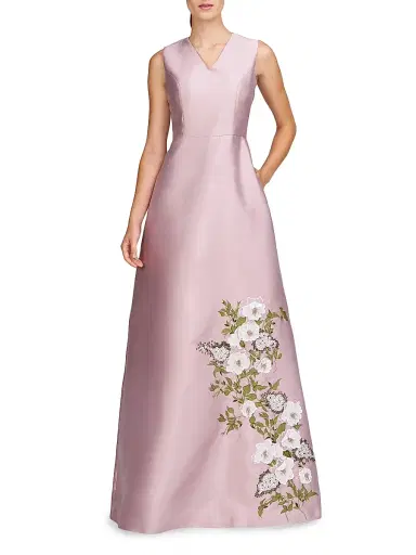 Kay Unger Women's Aurelia Floral Satin Gown - Wood Rose | Thumbnail 3 Kay Unger Women's Aurelia Floral Satin Gown - Wood Rose | Thumbnail 3