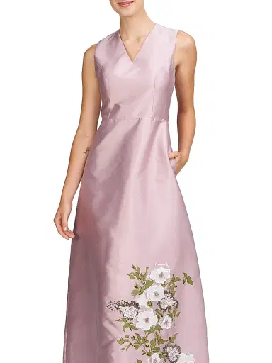 Kay Unger Women's Aurelia Floral Satin Gown - Wood Rose | Thumbnail 7 Kay Unger Women's Aurelia Floral Satin Gown - Wood Rose | Thumbnail 7