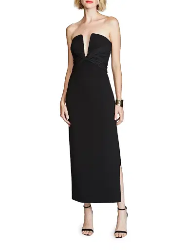 Halston Women's Marguerite Crepe Strapless Midi-Dress - Black | Thumbnail 2 Halston Women's Marguerite Crepe Strapless Midi-Dress - Black | Thumbnail 2