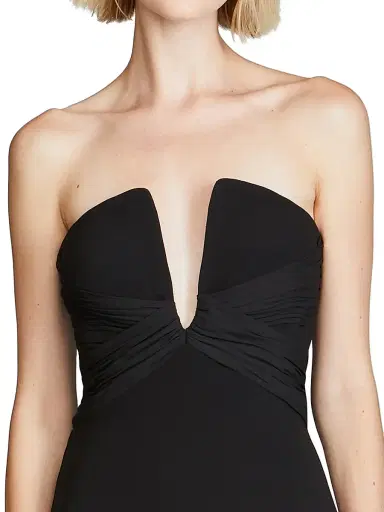 Halston Women's Marguerite Crepe Strapless Midi-Dress - Black | Thumbnail 6 Halston Women's Marguerite Crepe Strapless Midi-Dress - Black | Thumbnail 6