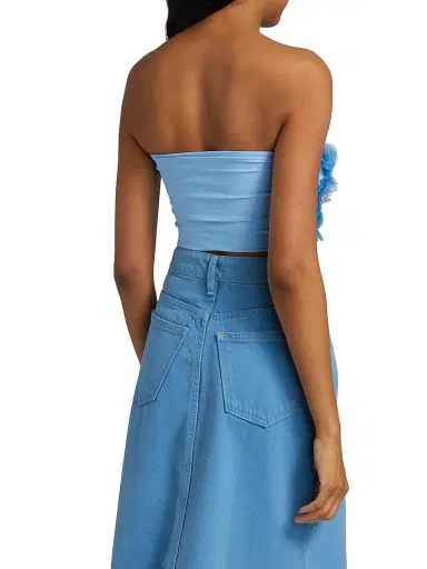 Mariandree Gaitan Women's Emily Embellished Flower Bandeau Crop Top - Blue - Size Medium | Thumbnail 5 Mariandree Gaitan Women's Emily Embellished Flower Bandeau Crop Top - Blue - Size Medium | Thumbnail 5