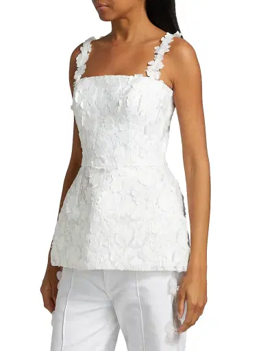 Mariandree Gaitan Women's Marie Floral Lace Peplum Top - White - Size Large | Thumbnail 4 Mariandree Gaitan Women's Marie Floral Lace Peplum Top - White - Size Large | Thumbnail 4