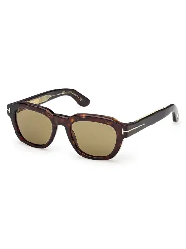 Tom Ford Men's ICON 52MM Rectangular Sunglasses - Dark Havana Army Green | Thumbnail 1 Tom Ford Men's ICON 52MM Rectangular Sunglasses - Dark Havana Army Green | Thumbnail 1