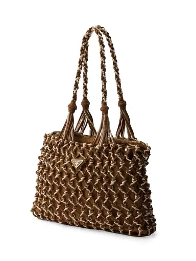 Prada Women's Fabric and Suede Macrame Bag - Brown | Thumbnail 2 Prada Women's Fabric and Suede Macrame Bag - Brown | Thumbnail 2