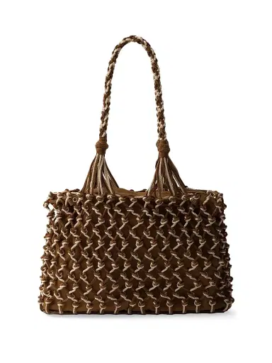 Prada Women's Fabric and Suede Macrame Bag - Brown | Thumbnail 3 Prada Women's Fabric and Suede Macrame Bag - Brown | Thumbnail 3