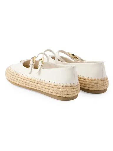 Prada Women's Nappa Leather and Raffia Ballerinas - Beige Khaki - Size 11 | Thumbnail 3 Prada Women's Nappa Leather and Raffia Ballerinas - Beige Khaki - Size 11 | Thumbnail 3