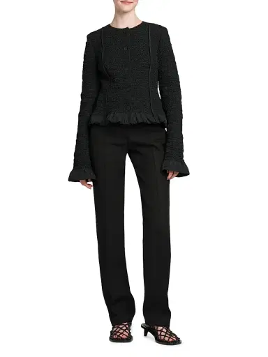 Jil Sander Women's Smocked Fitted Frill Jacket - Black | Thumbnail 2 Jil Sander Women's Smocked Fitted Frill Jacket - Black | Thumbnail 2