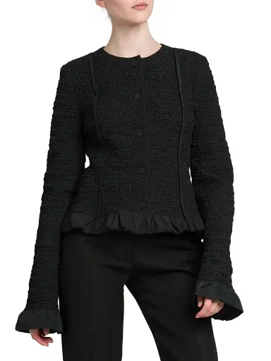 Jil Sander Women's Smocked Fitted Frill Jacket - Black | Thumbnail 3 Jil Sander Women's Smocked Fitted Frill Jacket - Black | Thumbnail 3