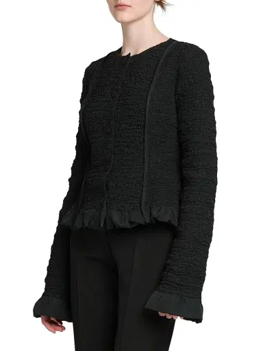 Jil Sander Women's Smocked Fitted Frill Jacket - Black | Thumbnail 4 Jil Sander Women's Smocked Fitted Frill Jacket - Black | Thumbnail 4
