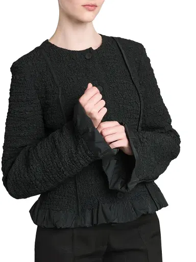 Jil Sander Women's Smocked Fitted Frill Jacket - Black | Thumbnail 6 Jil Sander Women's Smocked Fitted Frill Jacket - Black | Thumbnail 6
