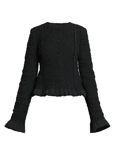Jil Sander Women's Smocked Fitted Frill Jacket - Black | Thumbnail 1 Jil Sander Women's Smocked Fitted Frill Jacket - Black | Thumbnail 1