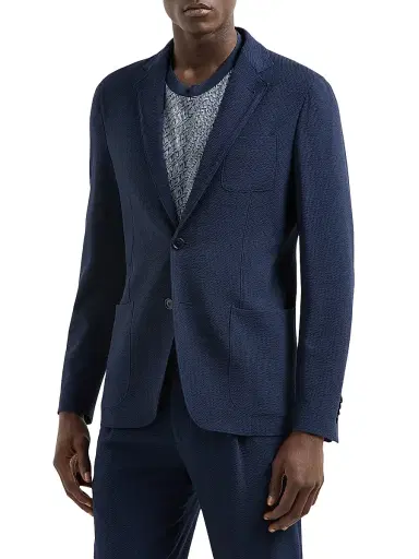 Giorgio Armani Men's Seersucker Virgin Wool Blazer - Night Blue - Size 42 | Thumbnail 3 Giorgio Armani Men's Seersucker Virgin Wool Blazer - Night Blue - Size 42 | Thumbnail 3