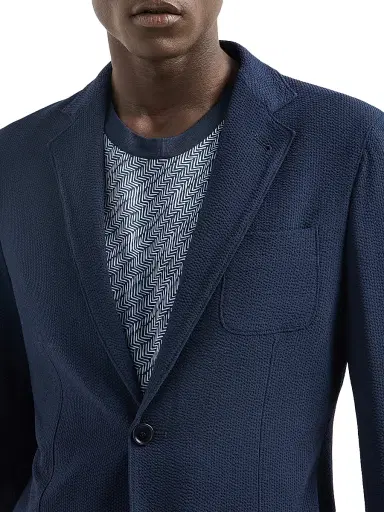 Giorgio Armani Men's Seersucker Virgin Wool Blazer - Night Blue - Size 42 | Thumbnail 5 Giorgio Armani Men's Seersucker Virgin Wool Blazer - Night Blue - Size 42 | Thumbnail 5