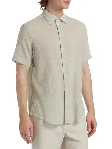 Emporio Armani Men's Solid Cotton Button-Front Shirt - Tan | Thumbnail 4 Emporio Armani Men's Solid Cotton Button-Front Shirt - Tan | Thumbnail 4