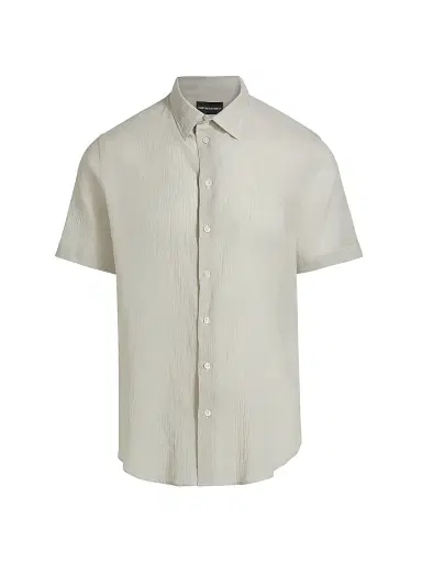 Emporio Armani Men's Solid Cotton Button-Front Shirt - Tan | Thumbnail 1 Emporio Armani Men's Solid Cotton Button-Front Shirt - Tan | Thumbnail 1