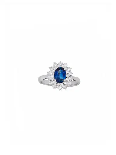 Wish Fine Jewelry 1.65ct Diamond Sapphire 18K Gold Halo Ring | Thumbnail 1 Wish Fine Jewelry 1.65ct Diamond Sapphire 18K Gold Halo Ring | Thumbnail 1