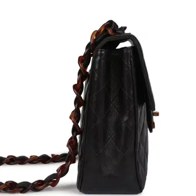 Chanel Vintage Chanel Jumbo Single Flap Bag Black Lambskin Tortoiseshell Bakelite Hardware | Thumbnail 4 Chanel Vintage Chanel Jumbo Single Flap Bag Black Lambskin Tortoiseshell Bakelite Hardware | Thumbnail 4