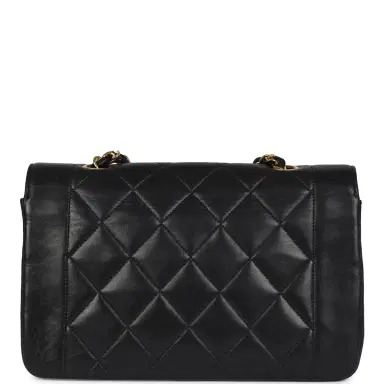 Chanel Vintage Chanel Small Diana Flap Bag Black Lambskin Gold Hardware | Thumbnail 5 Chanel Vintage Chanel Small Diana Flap Bag Black Lambskin Gold Hardware | Thumbnail 5