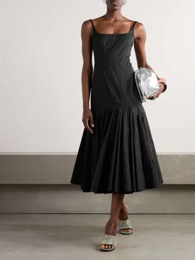 Jacquemus Agave Pleated Paneled Cotton-poplin Midi Dress | Thumbnail 2 Jacquemus Agave Pleated Paneled Cotton-poplin Midi Dress | Thumbnail 2