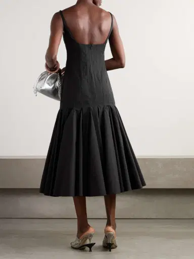 Jacquemus Agave Pleated Paneled Cotton-poplin Midi Dress | Thumbnail 3 Jacquemus Agave Pleated Paneled Cotton-poplin Midi Dress | Thumbnail 3