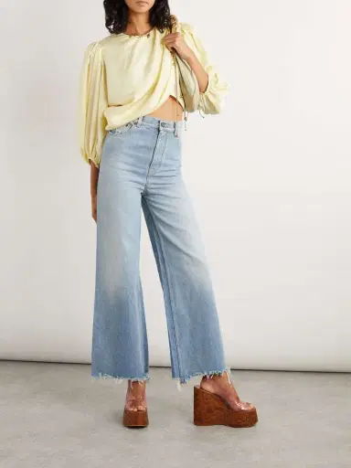 Chloé Draped Wrap-effect Cropped Silk-satin Blouse | Thumbnail 2 Chloé Draped Wrap-effect Cropped Silk-satin Blouse | Thumbnail 2