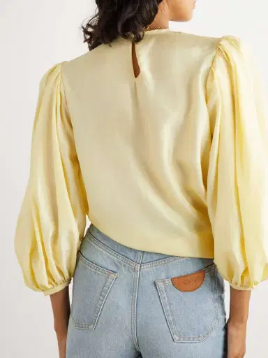Chloé Draped Wrap-effect Cropped Silk-satin Blouse | Thumbnail 3 Chloé Draped Wrap-effect Cropped Silk-satin Blouse | Thumbnail 3