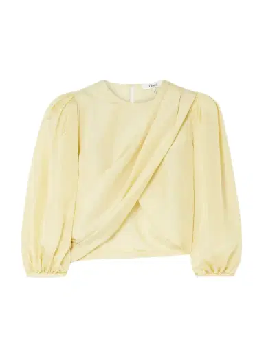 Chloé Draped Wrap-effect Cropped Silk-satin Blouse | Thumbnail 1 Chloé Draped Wrap-effect Cropped Silk-satin Blouse | Thumbnail 1