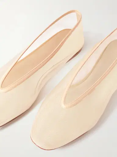 Le Monde Béryl Luna Leather-trimmed Mesh Ballet Flats | Thumbnail 4 Le Monde Béryl Luna Leather-trimmed Mesh Ballet Flats | Thumbnail 4