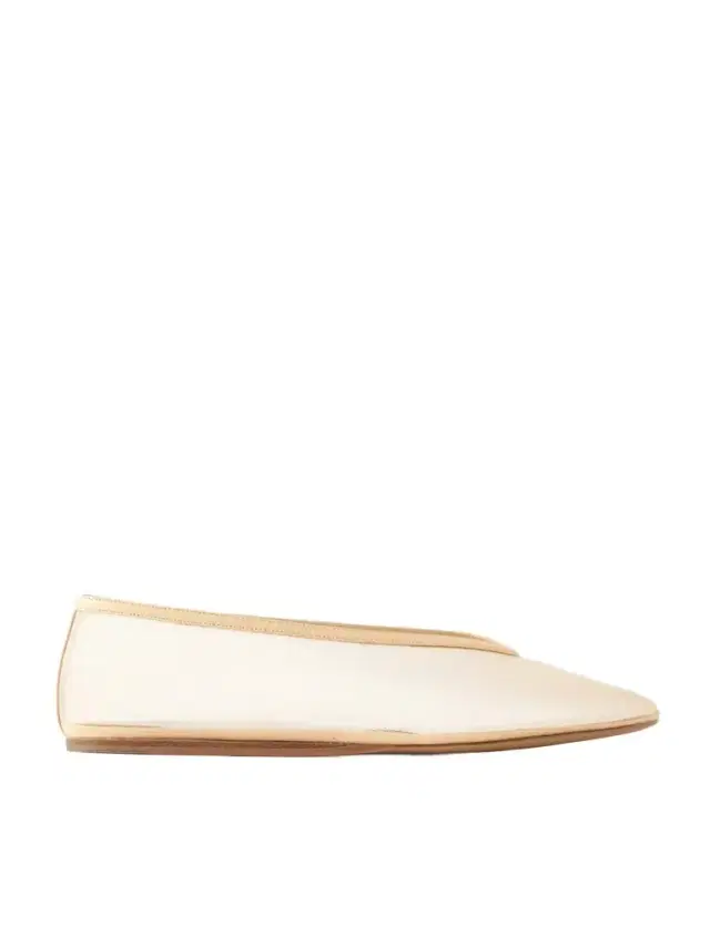 Le Monde Béryl Luna Leather-trimmed Mesh Ballet Flats