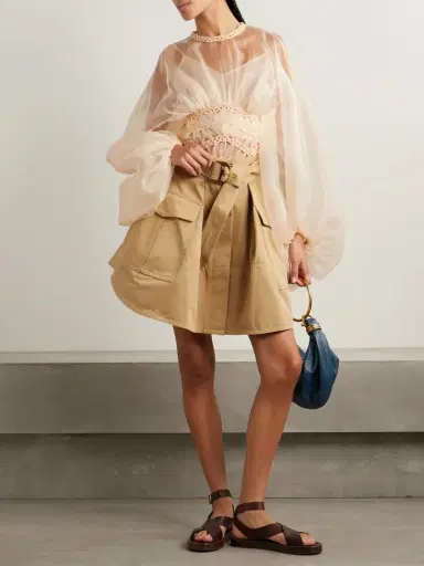 Zimmermann Illuminate Macramé And Tulle-trimmed Gathered Silk-organza Blouse | Thumbnail 2 Zimmermann Illuminate Macramé And Tulle-trimmed Gathered Silk-organza Blouse | Thumbnail 2