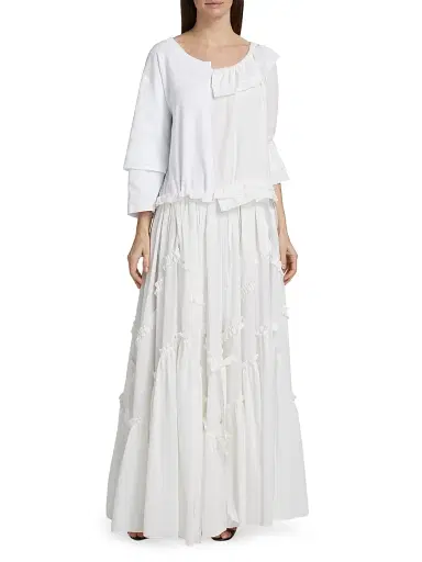 MOSCHINO Women's Cotton-Silk Voile Patchwork Maxi Dress - Multi White | Thumbnail 3 MOSCHINO Women's Cotton-Silk Voile Patchwork Maxi Dress - Multi White | Thumbnail 3