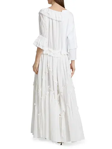 MOSCHINO Women's Cotton-Silk Voile Patchwork Maxi Dress - Multi White | Thumbnail 5 MOSCHINO Women's Cotton-Silk Voile Patchwork Maxi Dress - Multi White | Thumbnail 5