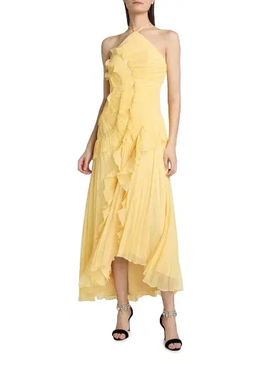 AMUR Women's Lorelie Ruffle Halterneck Gown - Lotus | Thumbnail 2 AMUR Women's Lorelie Ruffle Halterneck Gown - Lotus | Thumbnail 2