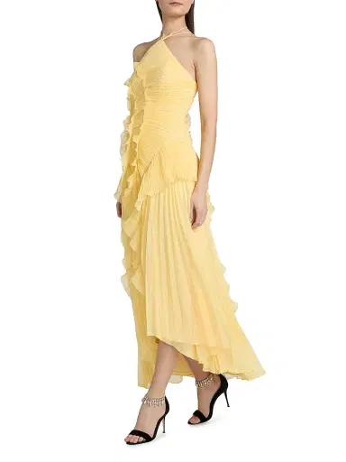 AMUR Women's Lorelie Ruffle Halterneck Gown - Lotus | Thumbnail 4 AMUR Women's Lorelie Ruffle Halterneck Gown - Lotus | Thumbnail 4