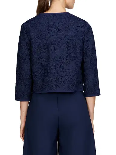 Kay Unger Women's Harper Paisley Lace Crop Jacket - Midnight Blue | Thumbnail 4 Kay Unger Women's Harper Paisley Lace Crop Jacket - Midnight Blue | Thumbnail 4