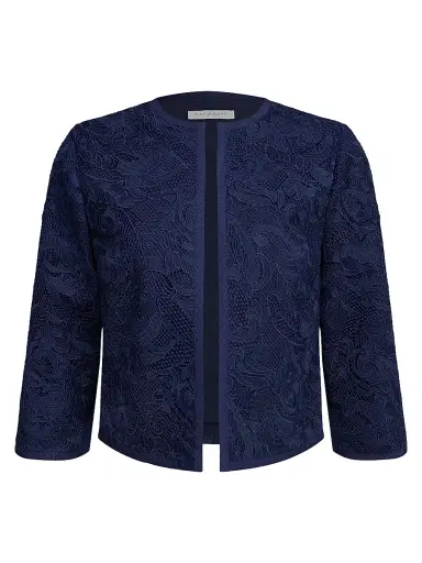Kay Unger Women's Harper Paisley Lace Crop Jacket - Midnight Blue | Thumbnail 1 Kay Unger Women's Harper Paisley Lace Crop Jacket - Midnight Blue | Thumbnail 1