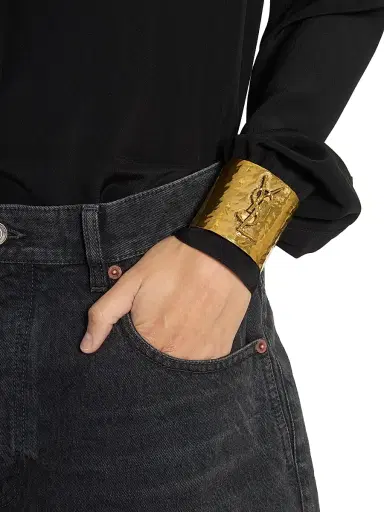Saint Laurent Women's Cassandre Cuff in Metal - Brass Gold | Thumbnail 6 Saint Laurent Women's Cassandre Cuff in Metal - Brass Gold | Thumbnail 6