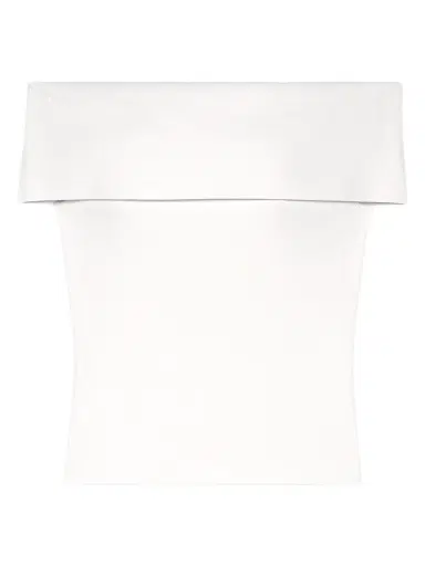 Maje Women's Rib Knit Bardot-Neck Top - White | Thumbnail 1 Maje Women's Rib Knit Bardot-Neck Top - White | Thumbnail 1