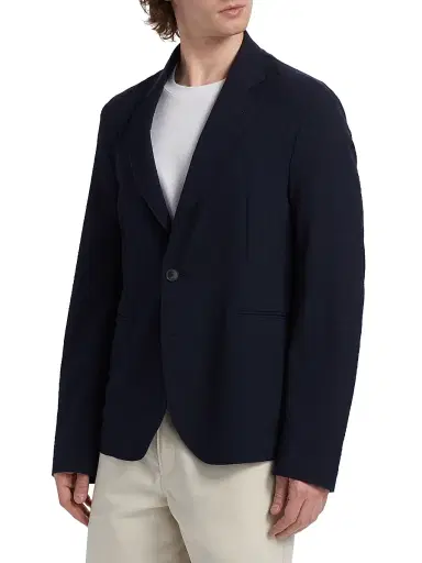 Emporio Armani Men's Soft Seersucker Blazer - Navy - Size 42 | Thumbnail 4 Emporio Armani Men's Soft Seersucker Blazer - Navy - Size 42 | Thumbnail 4