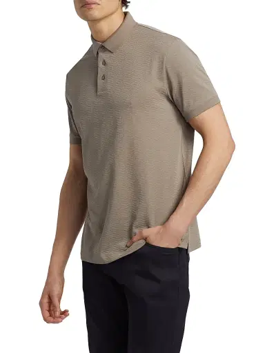Emporio Armani Men's Chevron Cotton Jersey Polo Shirt | Thumbnail 4 Emporio Armani Men's Chevron Cotton Jersey Polo Shirt | Thumbnail 4