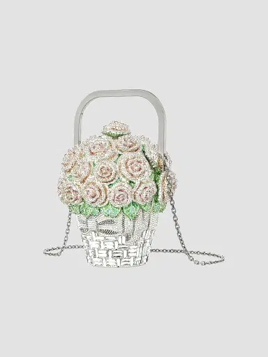 Judith Leiber Couture Women's Basket Of Roses Crystal Clutch-On-Chain - Silver Multi | Thumbnail 4 Judith Leiber Couture Women's Basket Of Roses Crystal Clutch-On-Chain - Silver Multi | Thumbnail 4