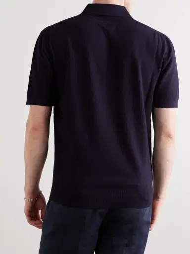 Loro Piana Cotton and Silk-Blend Piqué Polo Shirt - Men | Thumbnail 4 Loro Piana Cotton and Silk-Blend Piqué Polo Shirt - Men | Thumbnail 4