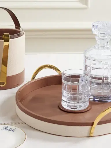Ralph Lauren Home Garrett Canvas, Leather And Gold-tone Tray | Thumbnail 2 Ralph Lauren Home Garrett Canvas, Leather And Gold-tone Tray | Thumbnail 2