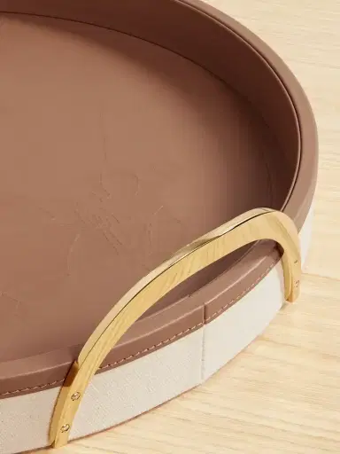 Ralph Lauren Home Garrett Canvas, Leather And Gold-tone Tray | Thumbnail 3 Ralph Lauren Home Garrett Canvas, Leather And Gold-tone Tray | Thumbnail 3