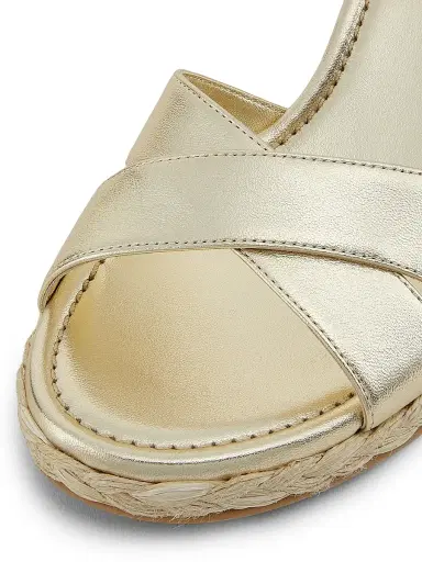 Stuart Weitzman Women's Dayna Metallic-Leather Espadrille Wedges - Light Gold Natural - Size 9.5 | Thumbnail 6 Stuart Weitzman Women's Dayna Metallic-Leather Espadrille Wedges - Light Gold Natural - Size 9.5 | Thumbnail 6